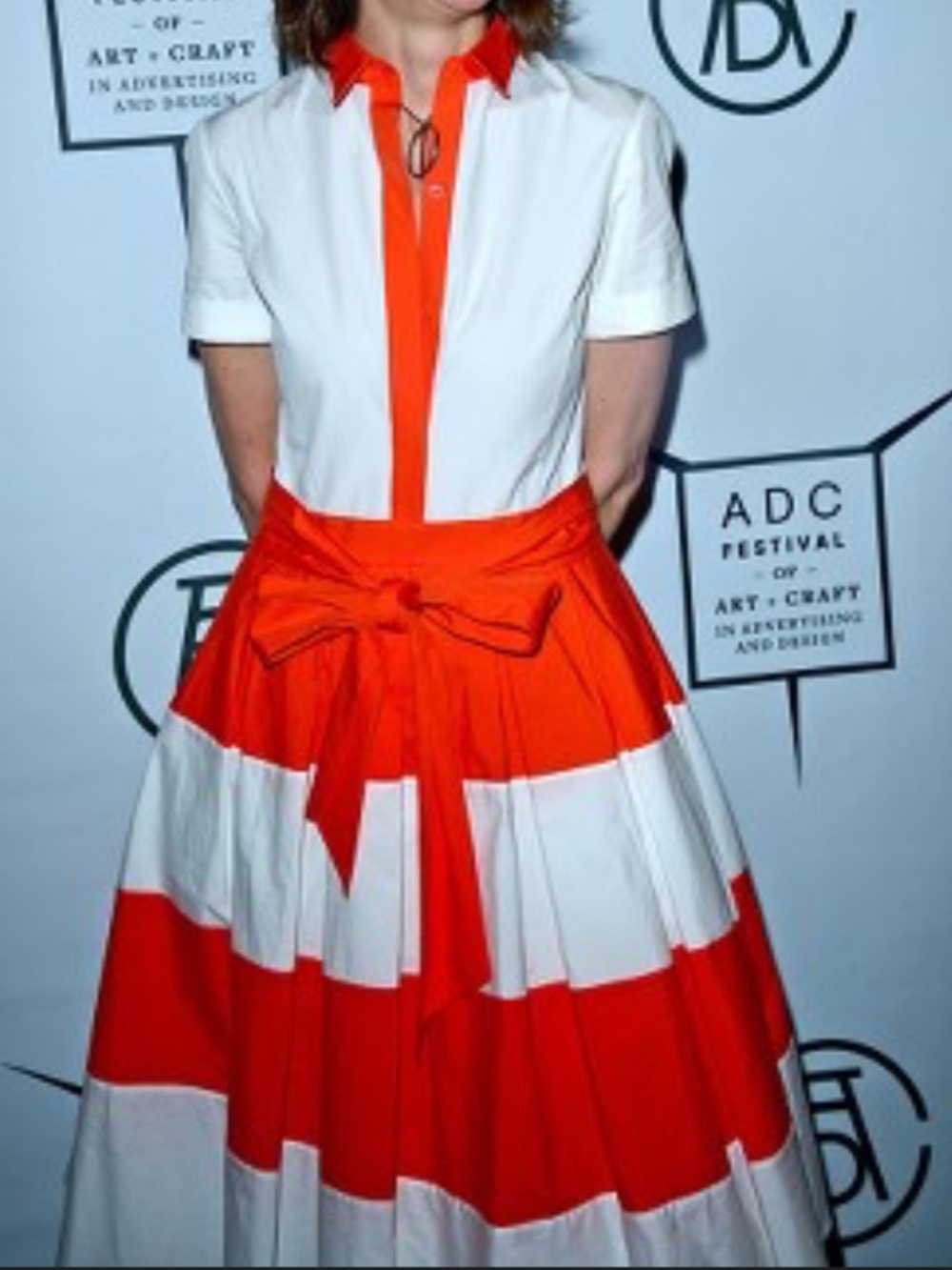 O women’s Alice + Olivia dress orange and white striped cotton dress